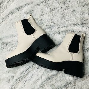 SHEIN Cream and Black Combat Boots